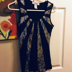 Shimmery Sequence Black and Silver Tank